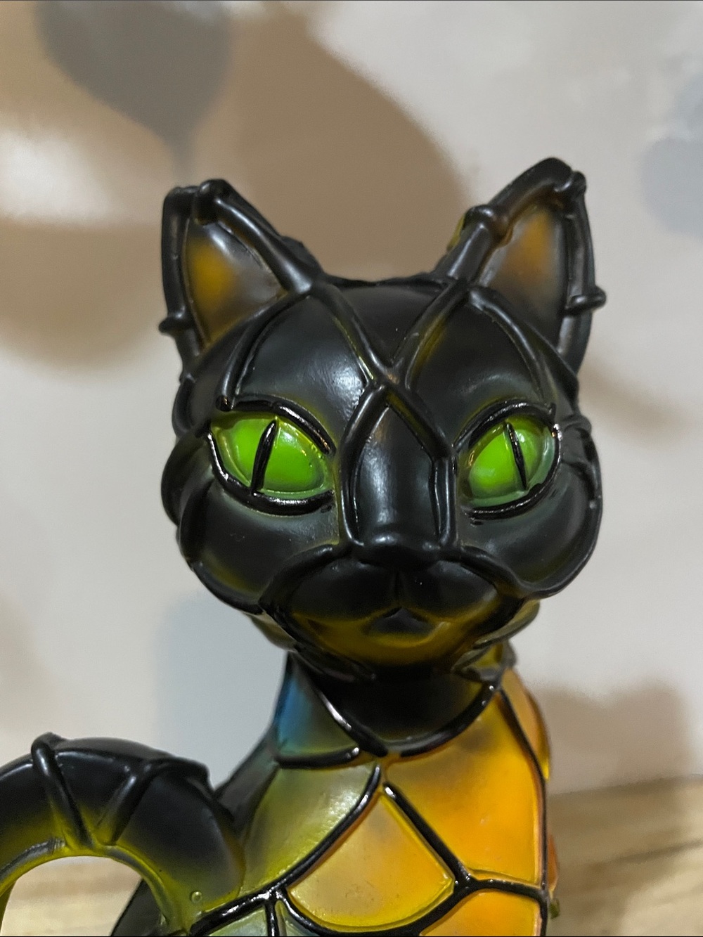 Cat Table Lamp Resin Colorful Stained Glass - Picture 5 of 15